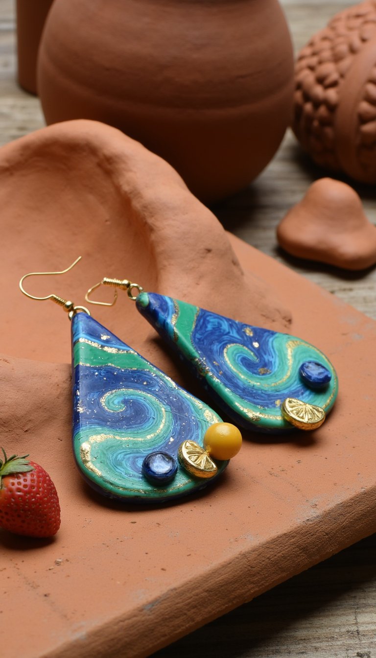 7. Polymer Clay Statement Earrings