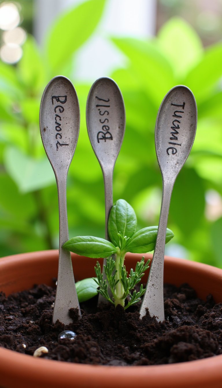 9. Vintage-Spoon Garden Markers