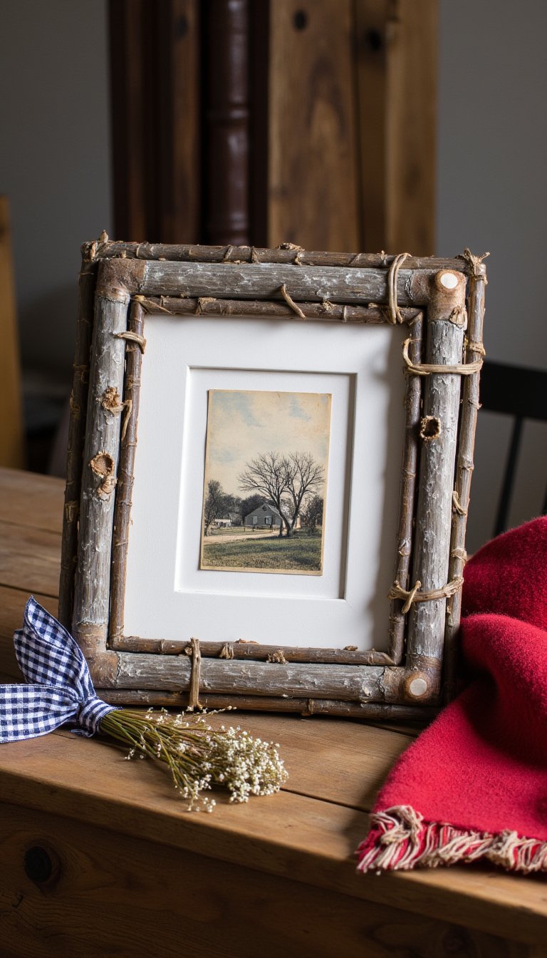 8. A Rustic Twig Picture Frame