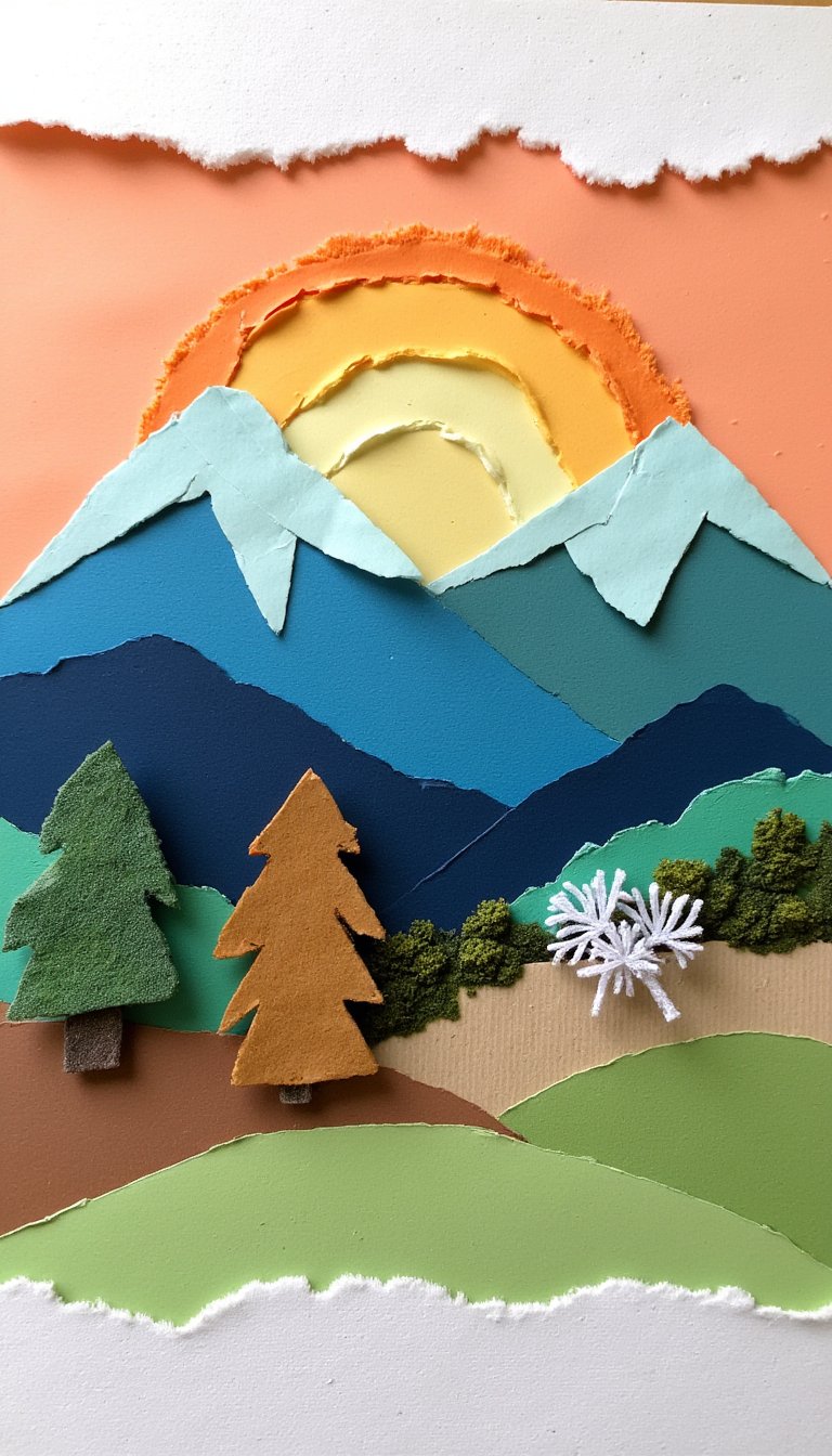 13. Hand-Torn Paper Landscapes