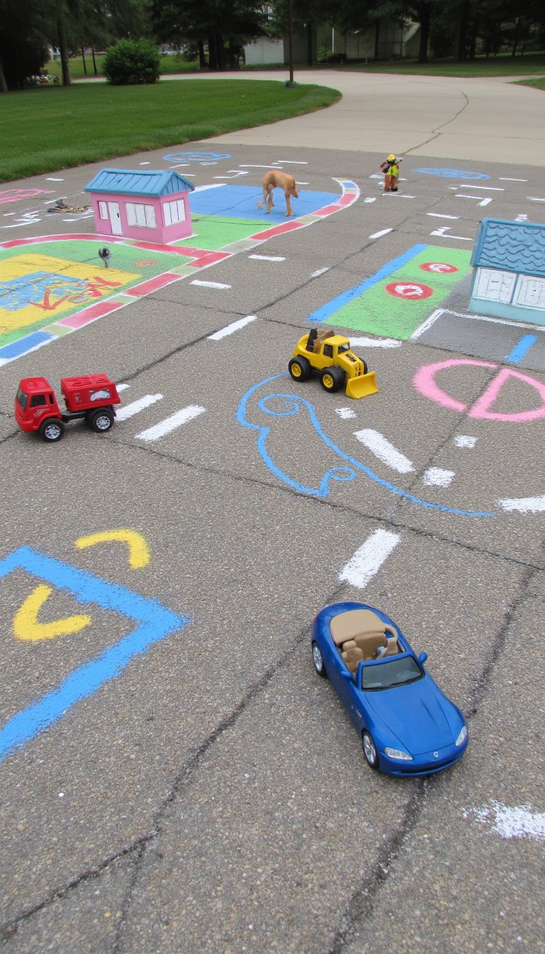 3. Chalk City with Toy Car Roads