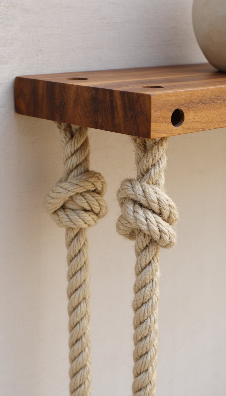 11. Modern Wood & Rope Shelf