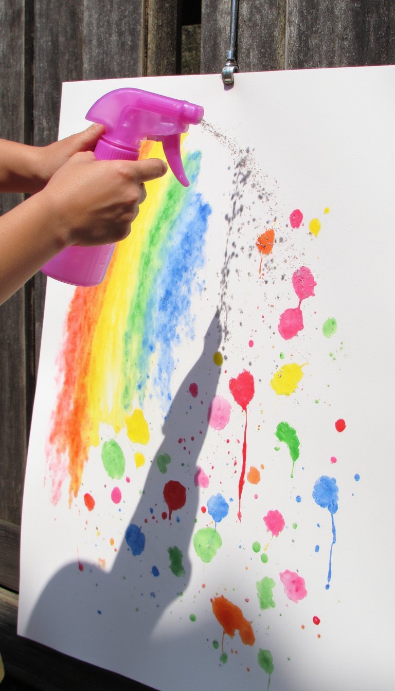 12. Rainbow Spray Bottle Art
