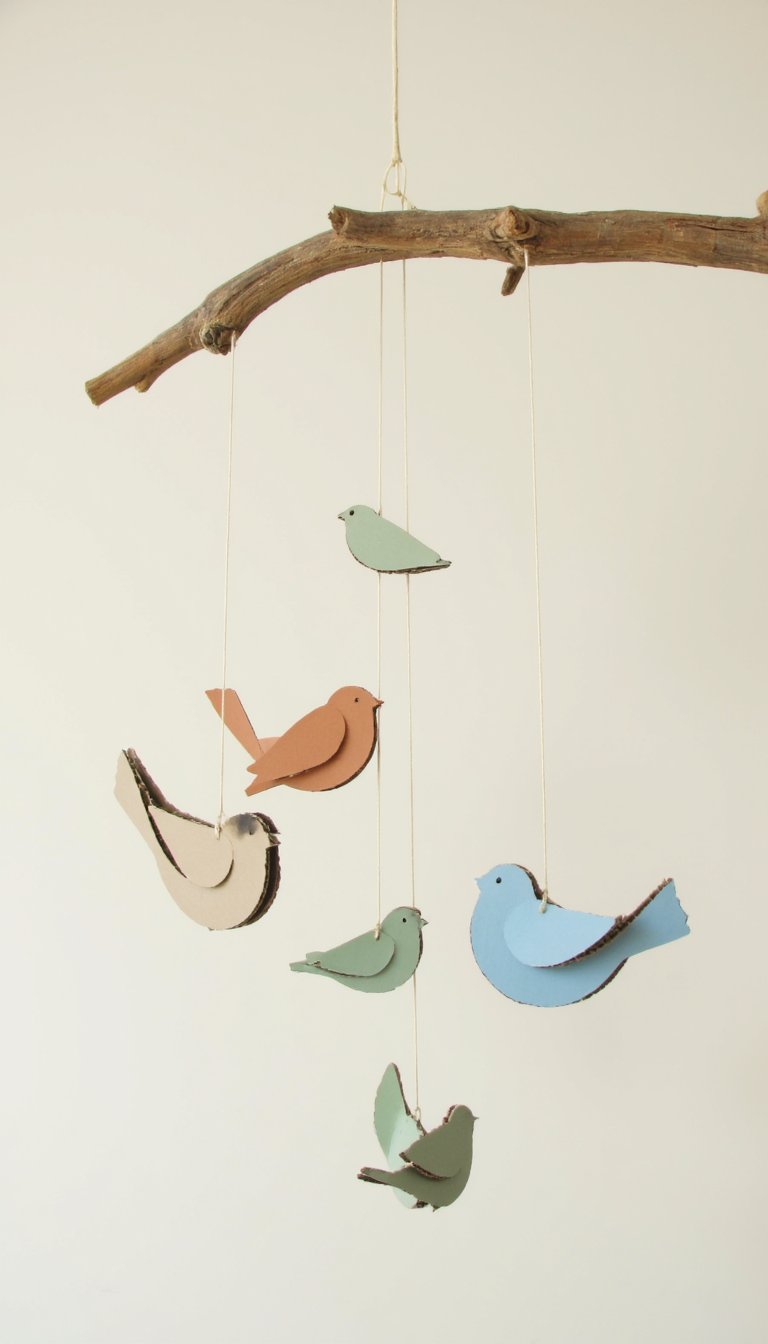 20. Cardboard Bird Mobiles