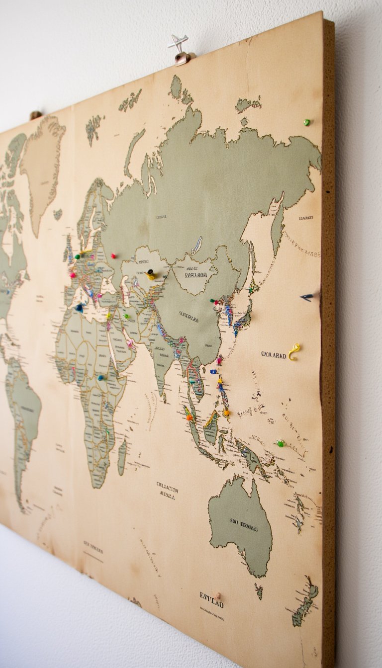 22. Cork-Board Map of Travel Dreams