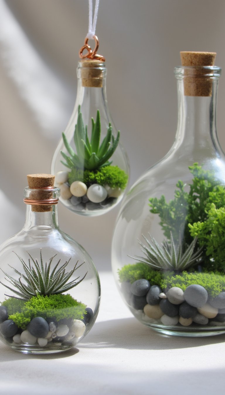 24. Miniature Hanging Air Plant Terrariums