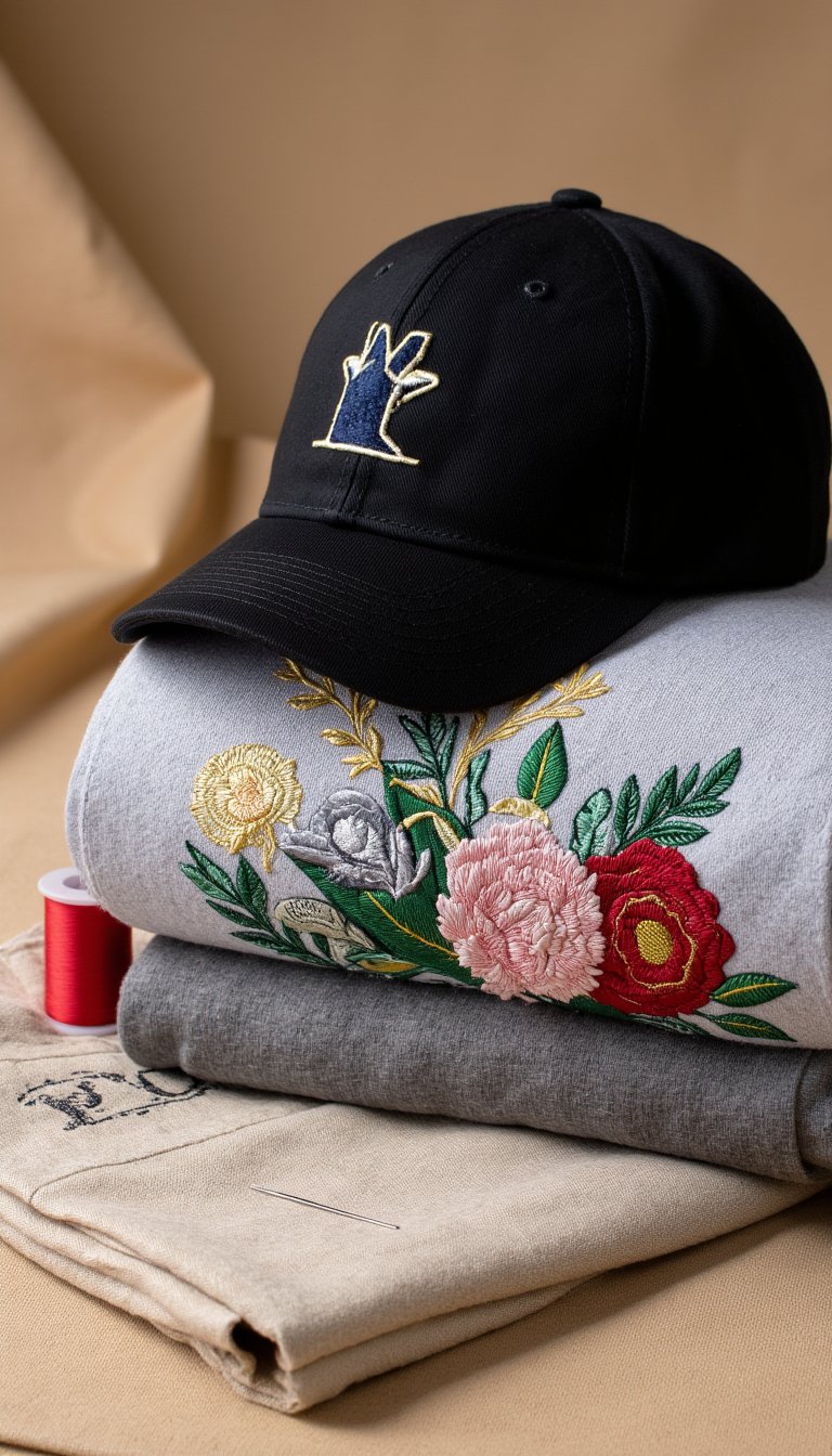 3. Embroidered Hats & Apparel