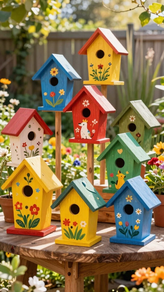 Painted Wooden Birdhouses