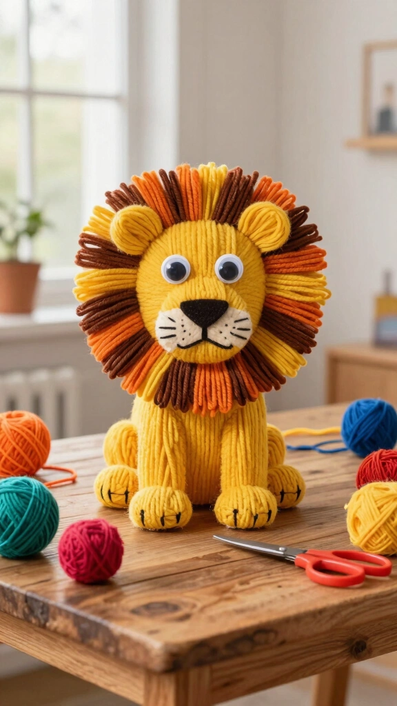 Lion Crafts with Yarn
