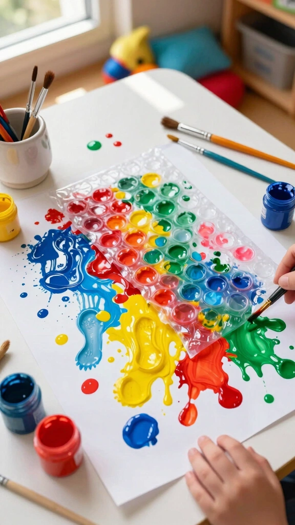 Bubble Wrap Stomp Painting