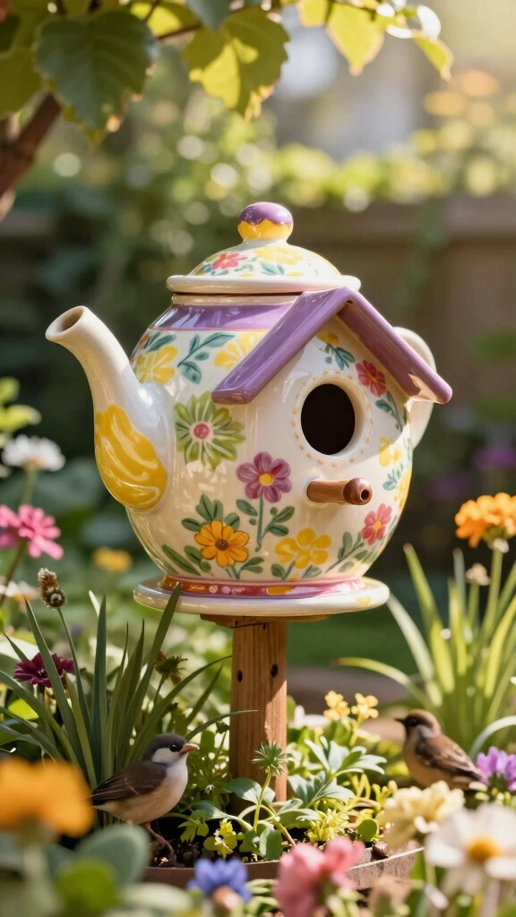 Birdhouse from a Teapot