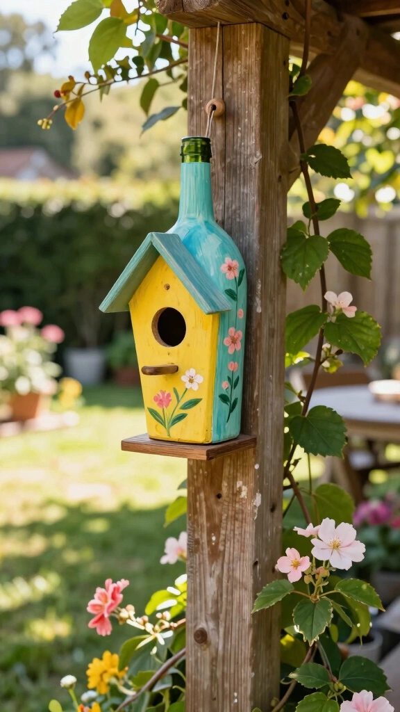 Wine Bottle Birdhouse