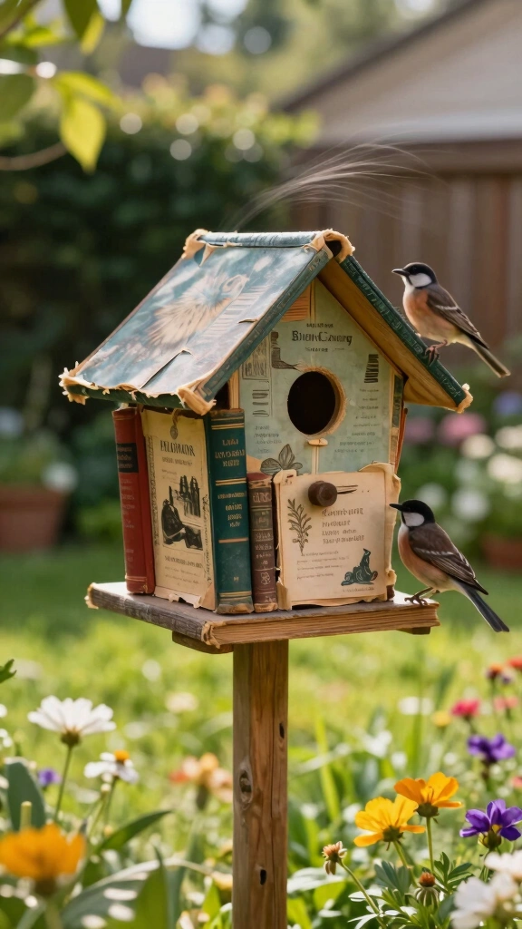 Whimsical Birdhouse from Old Books