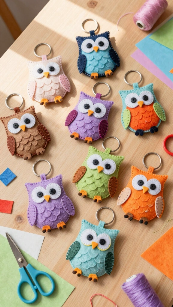 Felt Owl Keychain