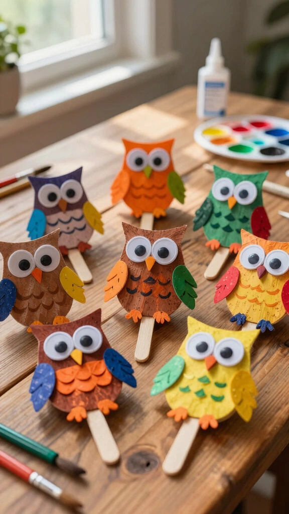 Popsicle Stick Owls