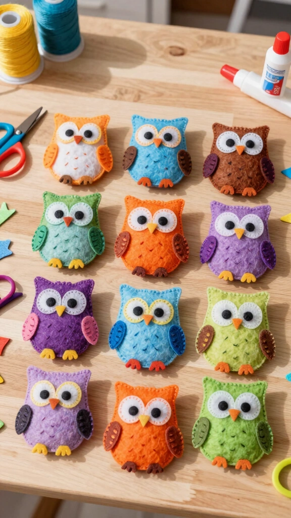 Felt Owl Magnets