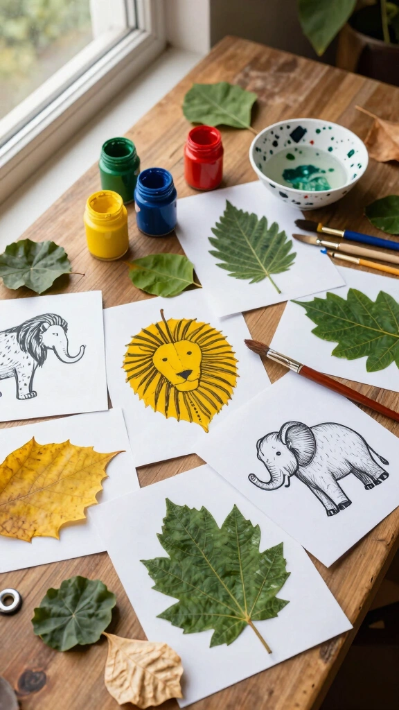 Leaf Print Animals