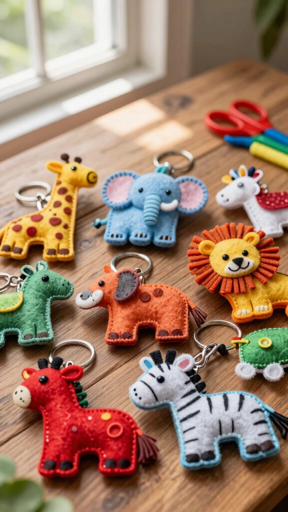 Felt Safari Animal Keychains