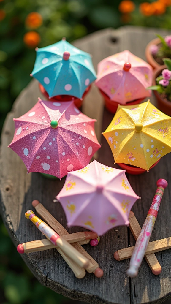 Decorated Umbrella Garden Stakes