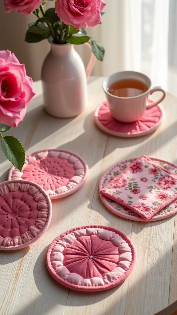 Pink Quilted Coasters