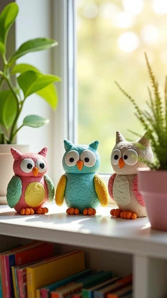 Clay Owl Figurines