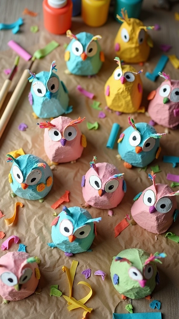 Egg Carton Owls