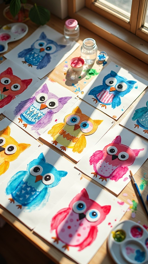 Watercolor Painted Owls
