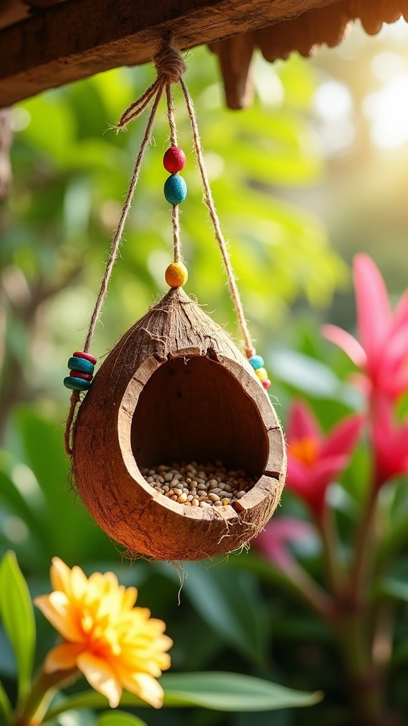 Coconut Shell Bird Feeders