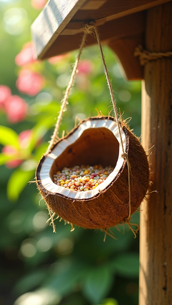 Coconut Shell Bird Feeders