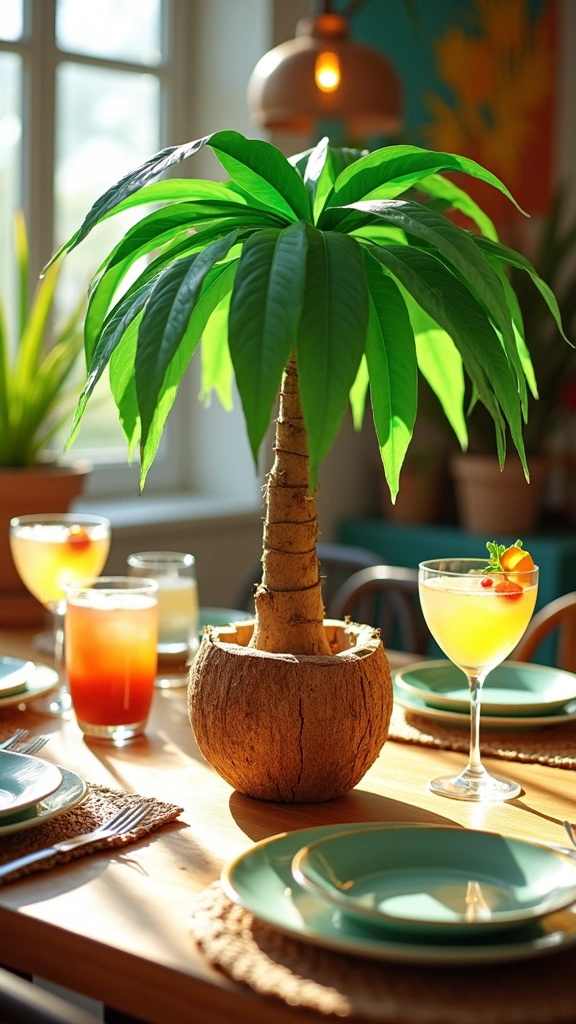 Tropical Coconut Tree Centerpiece