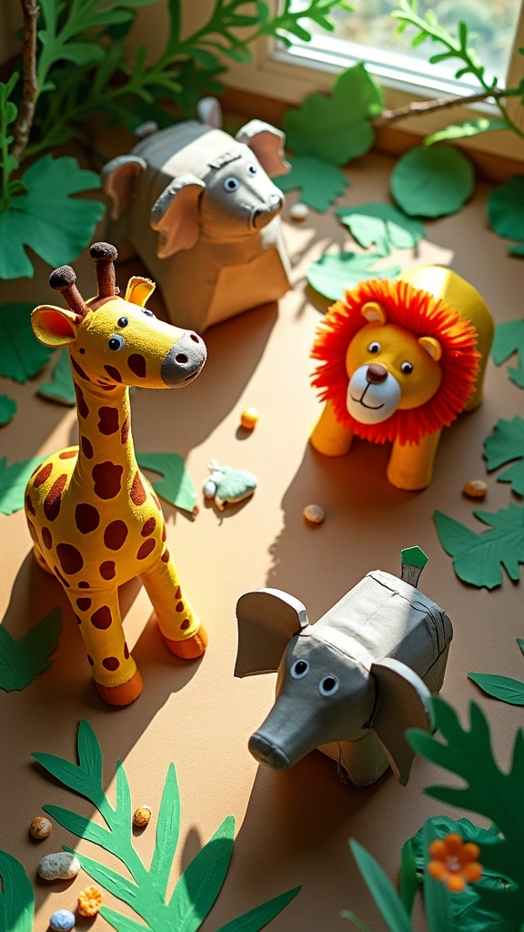 Safari Scene with Recycled Materials