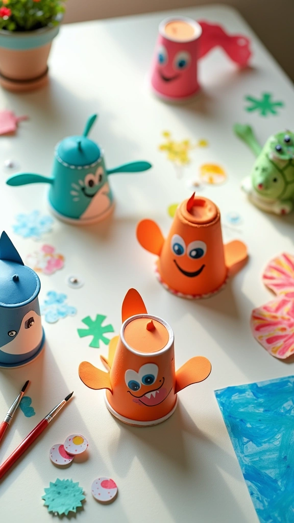 Paper Cup Aquatic Animals