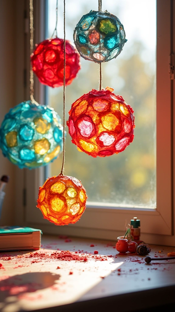 Colorful Paper Mache Suncatcher