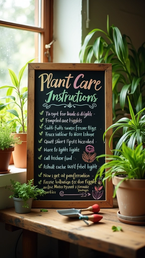 Plant Care Instructions Board