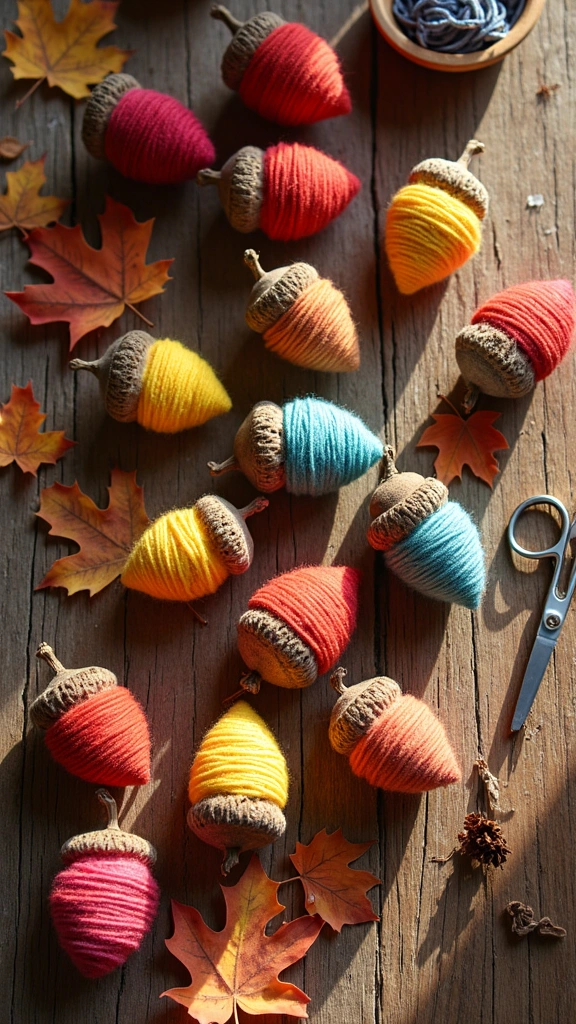 Yarn-Wrapped Acorns