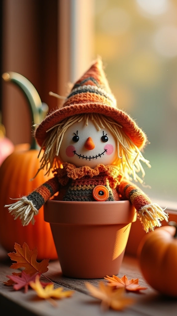Miniature Scarecrow Pot Decoration
