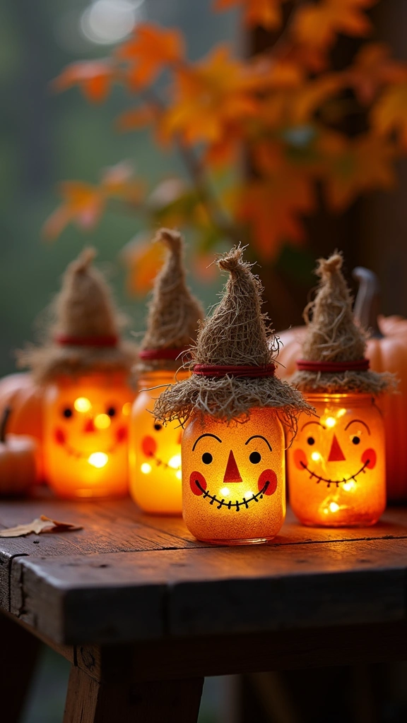 Scarecrow Mason Jar Lanterns