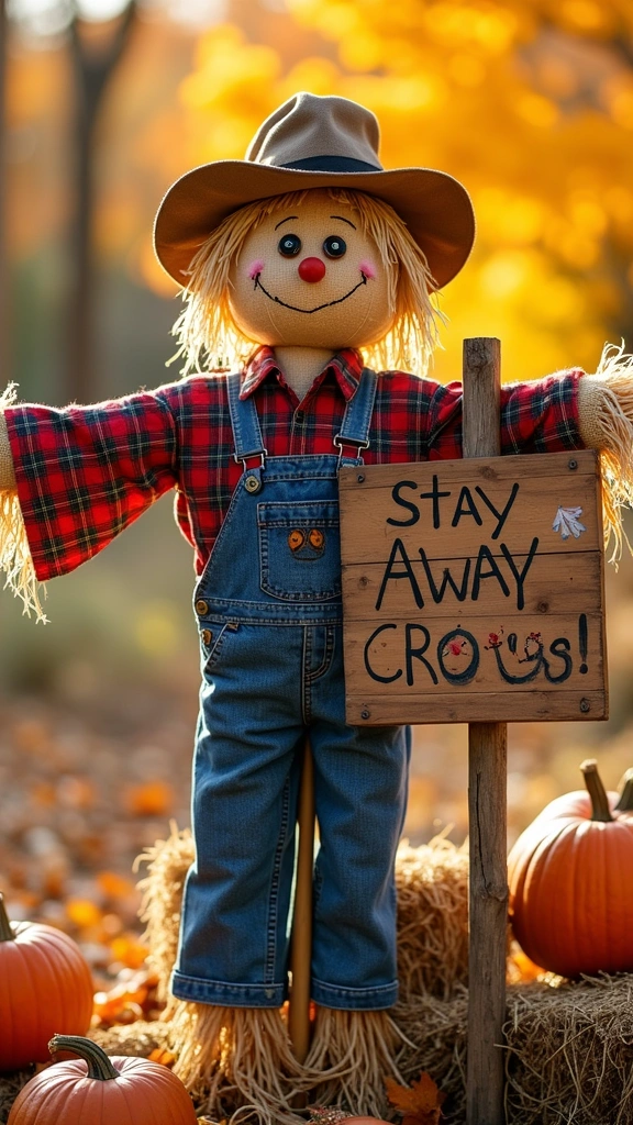 Rustic Scarecrow with a Sign