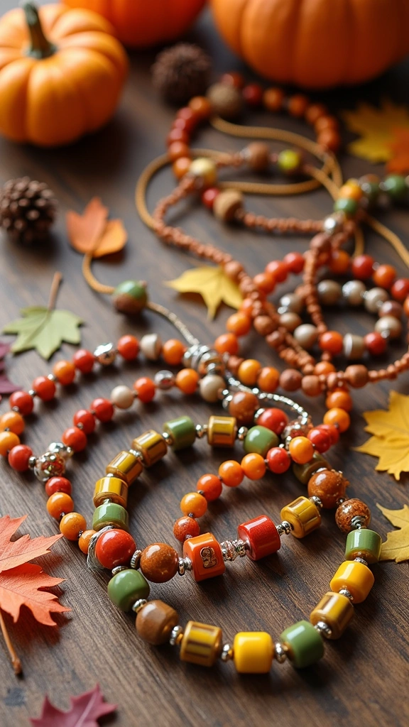 Fall-Themed Beaded Necklaces