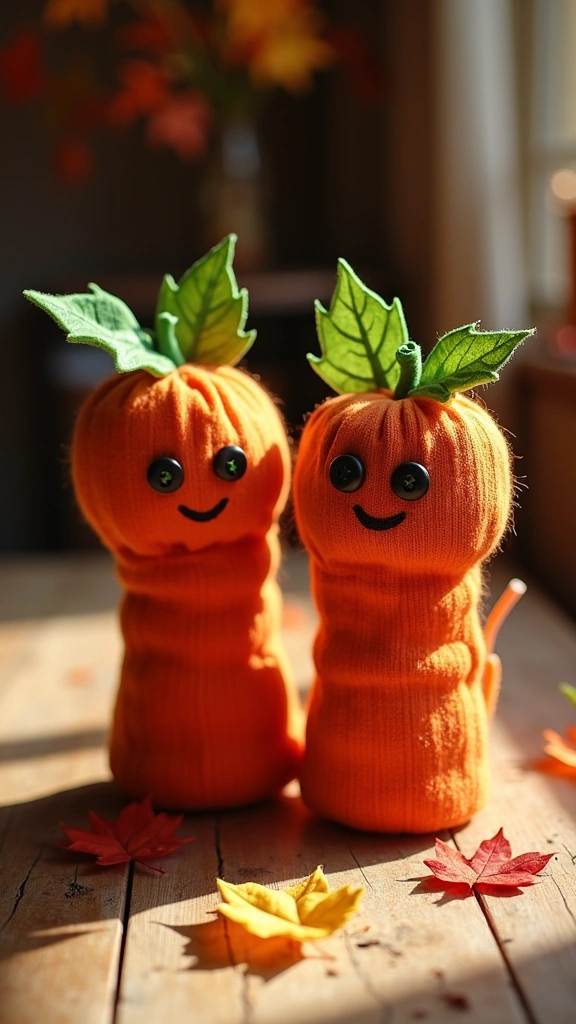 Pumpkin Sock Puppets
