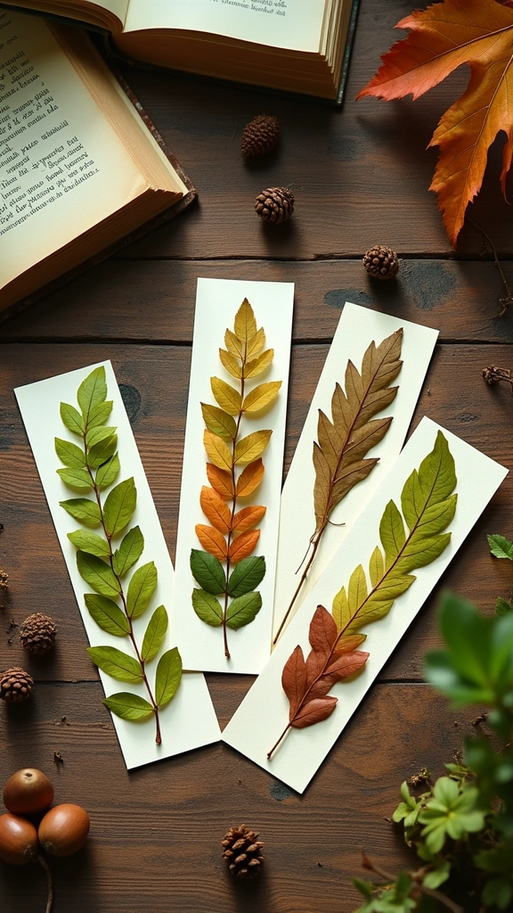 Pressed Leaf Bookmarks