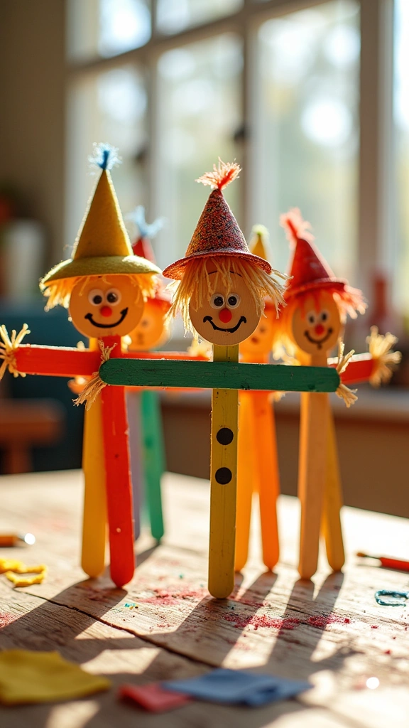 Popsicle Stick Scarecrow Puppets