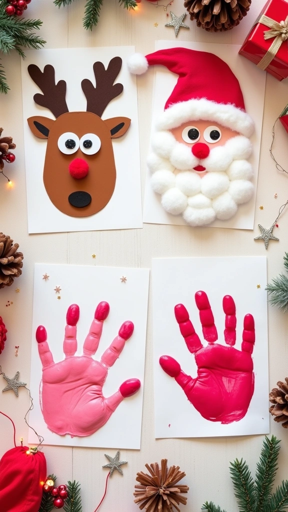 Handprint Santa and Reindeer