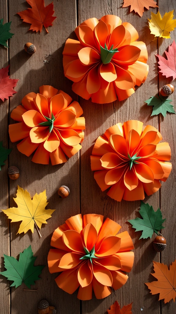 Paper Pumpkin Rosettes