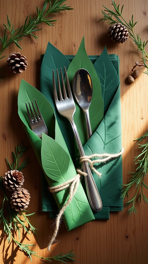 Leaf-Handled Cutlery Wraps