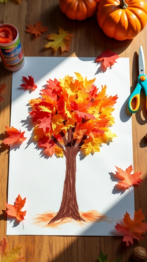 Tissue Paper Autumn Trees