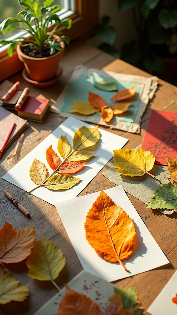 Seasonal Leaf Rubbing Art