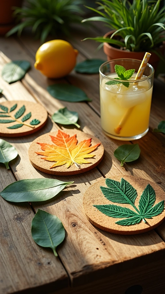 Leaf Rubbing Coasters