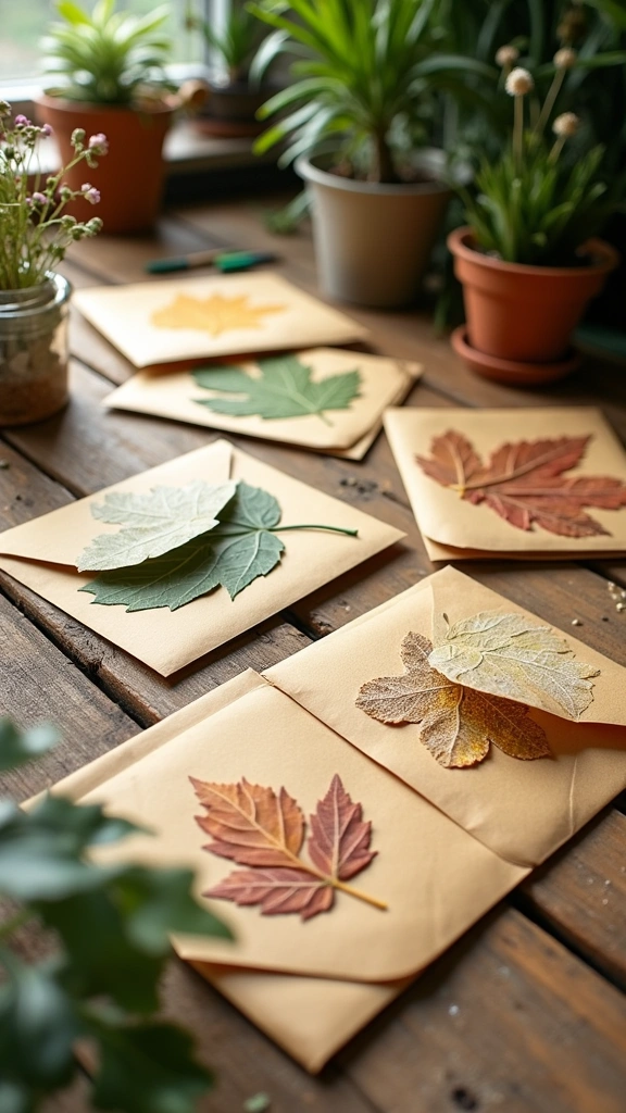 Leaf Rubbing Envelopes