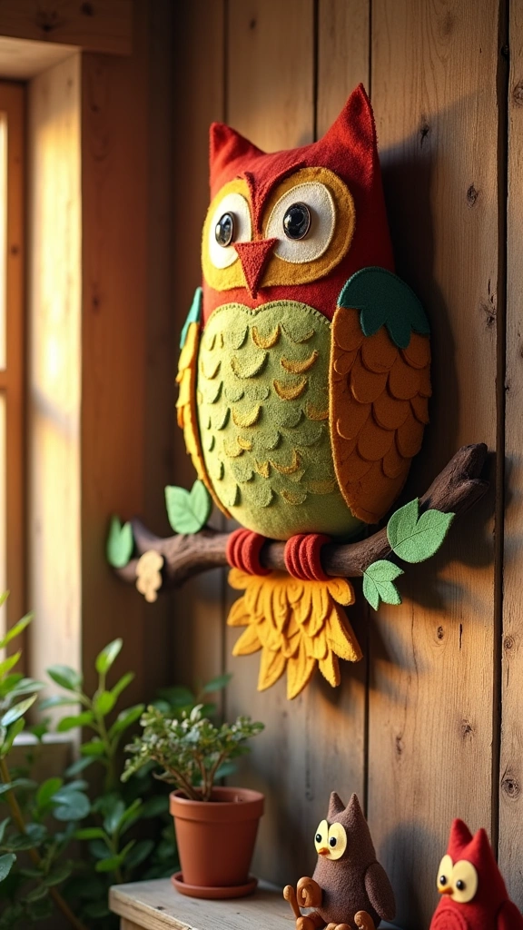 Felt Owl Wall Art